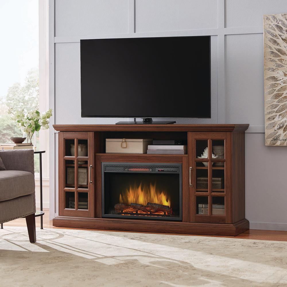 Edenfield 48 in. Freestanding Infrared Electric Fireplace TV Stand in Aged White - Super Arbor