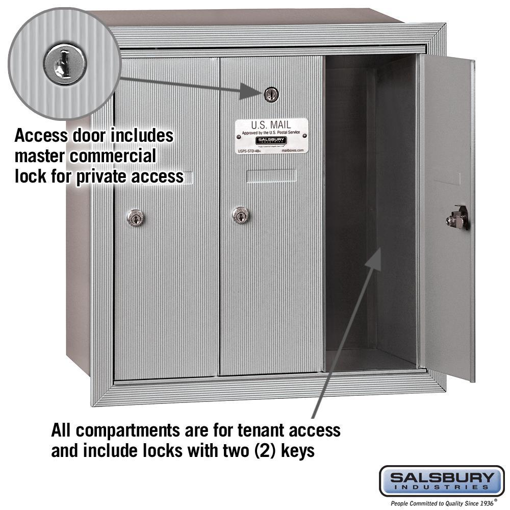 3500 Series Aluminum Recessed-Mounted Private Vertical Mailbox with 3 Doors - Super Arbor