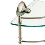 8 in. W Glass Corner Shelf with Hand Towel Bar in Brushed Nickel - Super Arbor