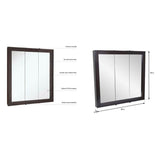Ventura 30 in. W x 30 in. H x 6 in. D Framed Tri-View Surface-Mount Bathroom Medicine Cabinet in Espresso
