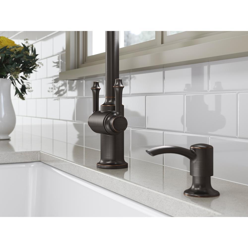Thierry Two Handle Pull-Down Sprayer Kitchen Faucet with Soap Dispenser in Oil-Rubbed Bronze - Super Arbor