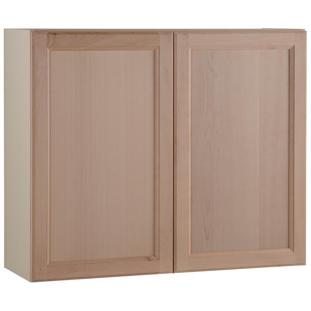 Easthaven Shaker Assembled 36x30x12 in. Frameless Wall Cabinet in Unfinished Beech - Super Arbor