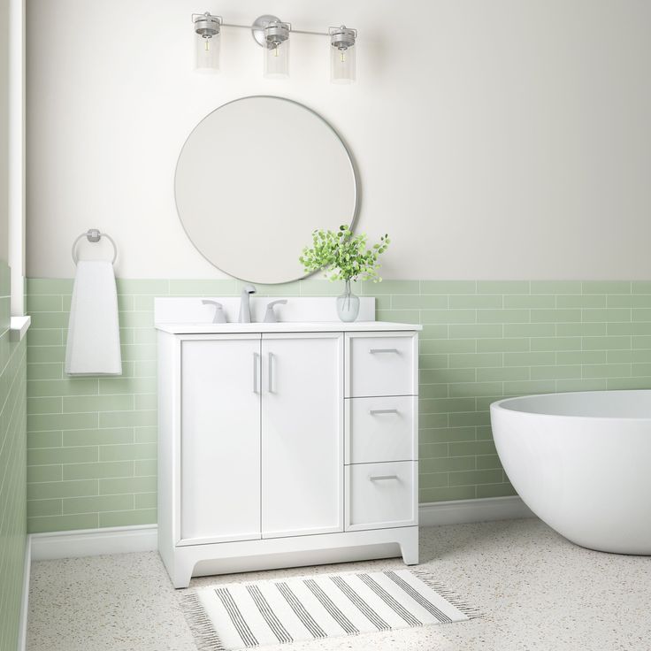 Style Selections Madix 36-in White Undermount Single Sink Bathroom Vanity with White Engineered Stone Top