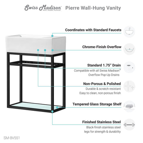 19.5 in. Pierre Bath Vanity with Vanity Top in Glossy White Basin - Super Arbor