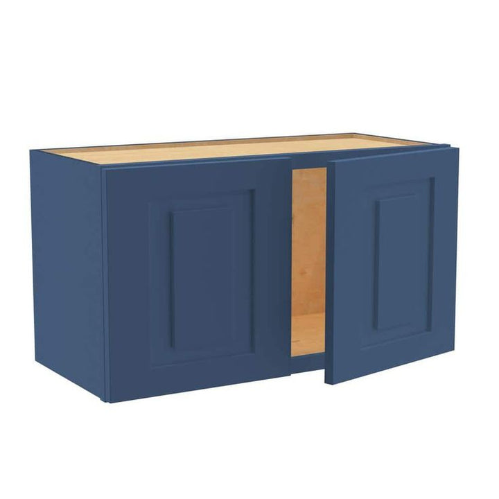 Home Decorators Collection Grayson 24 in. W x 24 in. D x 15 in. H Assembled Plywood Wall Bridge Kitchen Cabinet in Mythic Blue with Soft Close