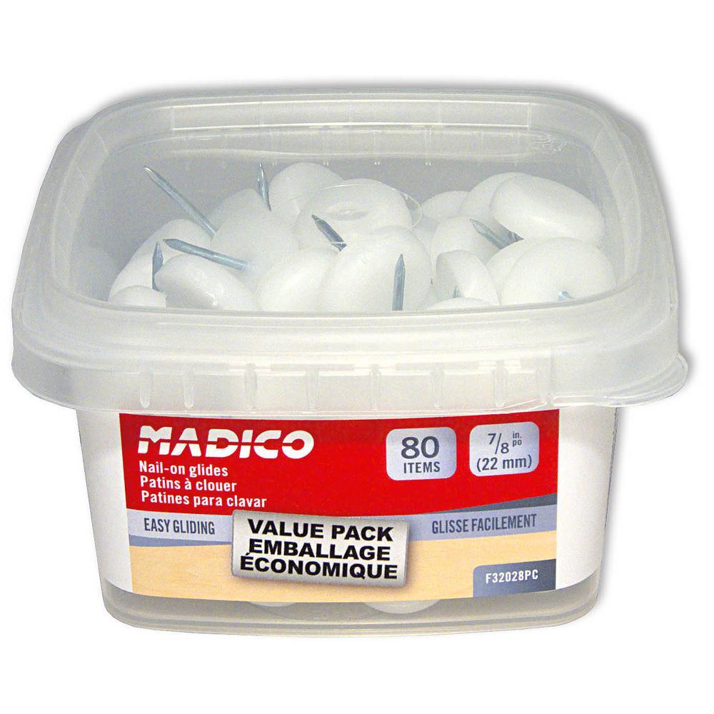 3/4 in. White Base Nail-On Glides (80-Pack) - Super Arbor
