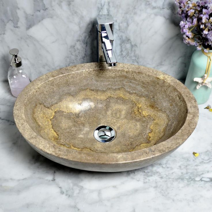 Katelyn Vessel Sink in Travertine
