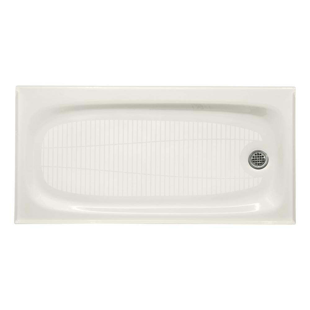 Salient 60 in. x 30 in. Cast Iron Single Threshold Shower Base with Right-Hand Drain in White - Super Arbor
