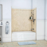 Elite 32 in. x 60 in. x 60 in. 9-Piece Easy Up Adhesive Tub Surround in Calacatta White - Super Arbor