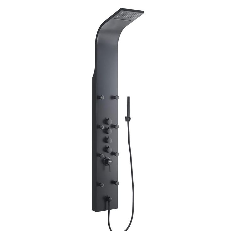 65 in. 8-Jet Rainfall Shower System with Waterfall Shower Head and Shower Wand in Black Painted Stainless Steel