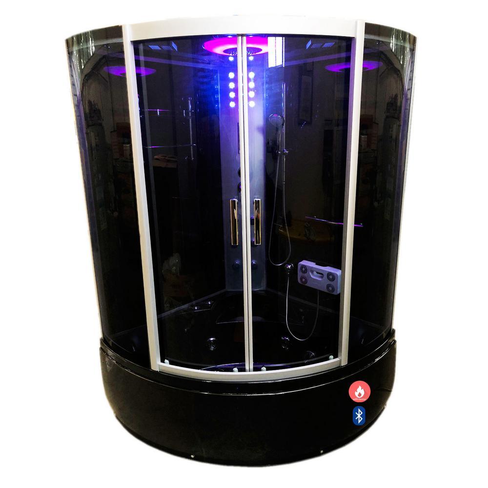 Vienna with Heater and Bluetooth 49 in. Acrylic Left Drain Corner Alcove Whirlpool Bathtub in Black - Super Arbor