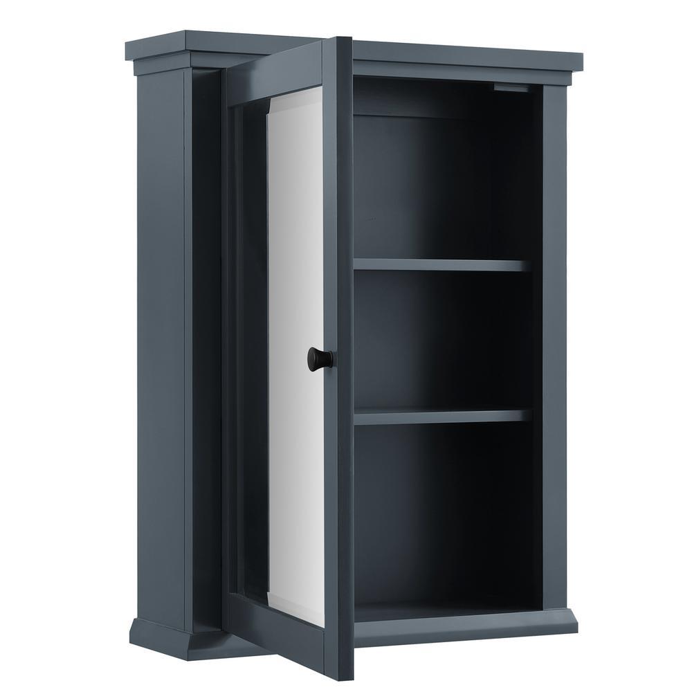 Merryfield 24 in. W x 32 in. H Framed Surface-Mount Bathroom Medicine Cabinet in Dark Blue-Gray - Super Arbor