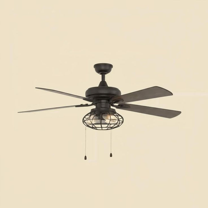 Home Decorators Collection Ellard 52 in. LED Indoor Matte Black Ceiling Fan with Light