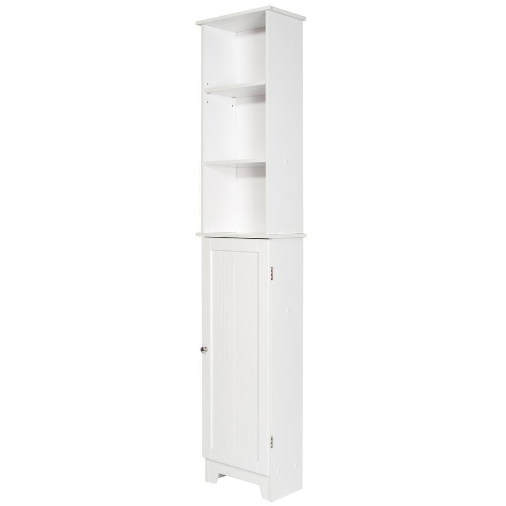 Contemporary Country 13.5 in. W x 8 in. D x 65 in. H Free Standing Floor Shelf with Lower Cabinet in White - Super Arbor