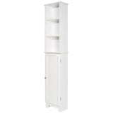 Contemporary Country 13.5 in. W x 8 in. D x 65 in. H Free Standing Floor Shelf with Lower Cabinet in White - Super Arbor