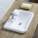 Rectangular 24 in. Drop-In Ceramic Bathroom Sink in White - Super Arbor