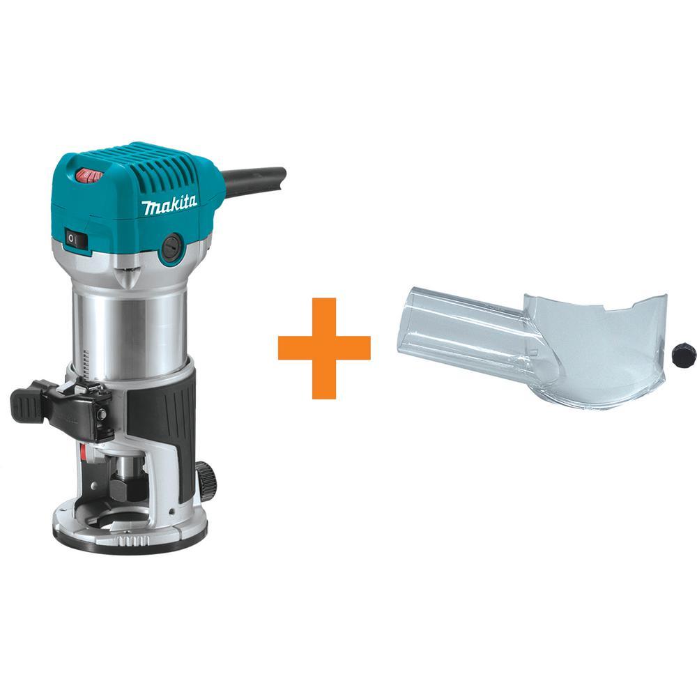 6.5 Amp 1-1/4 HP Fixed Base Corded Compact Router with Dust Extracting Attachment, RT0700C, RT0701C, XTR01 - Super Arbor