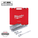 Milwaukee 1/2 in. Drive SAE/Metric Ratchet & Socket Mechanics Tool Set, 47-Piece