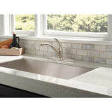 Delta Foundations Stainless 1-Handle Deck-Mount Low-Arc Handle Kitchen Faucet