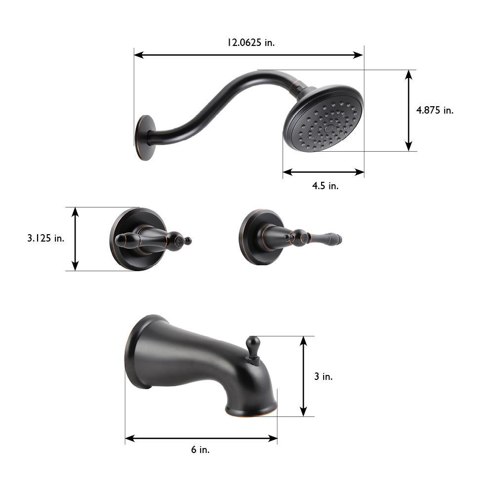 Oakmont 2-Handle 1-Spray Tub and Shower Faucet in Oil Rubbed Bronze (Valve Included) - Super Arbor