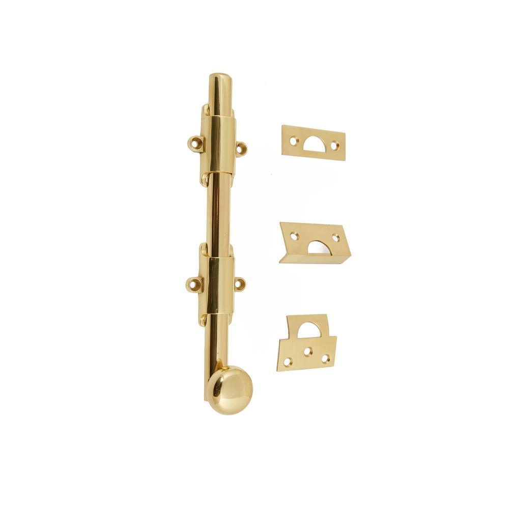 8 in. Heavy-Duty Solid Brass Matte Black Surface Bolt with Round Knob - Super Arbor