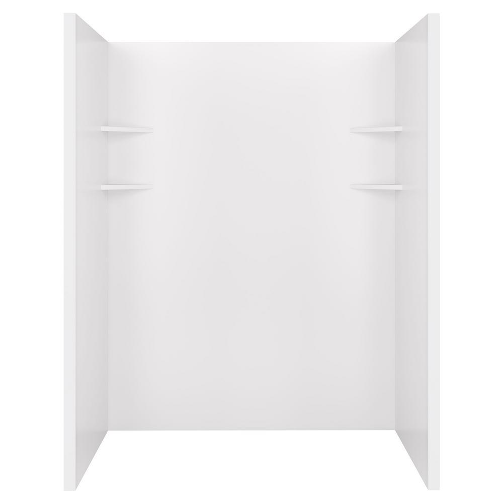 60 in. x 81 in. 1-Piece Glue-Up Alcove Back Bath Wall in Dove White - Super Arbor