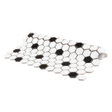 Madison Hex 1 in. Matte Cool White w/ Black Dot 10-1/4 in. x 11-7/8 in. Porcelain Mosaic Tile (8.6 sq. ft./Case)