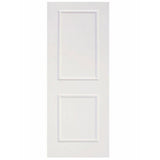 Classic Bent Strap Door Track Hardware and 36 in. White Primed MDF Raised 2 Panel Interior Sliding Barn Door - Super Arbor