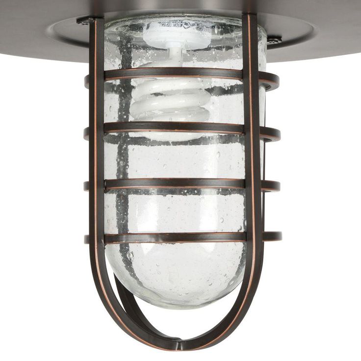 Dual-Purpose 1-Light Outdoor Hanging Oil-Rubbed Bronze Pendant or Flushmount Lantern