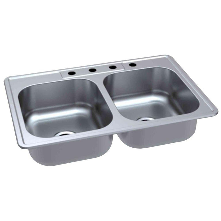 Drop-In Stainless Steel 33 in. 4-Hole Double Bowl Kitchen Sink - Super Arbor