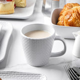 Stone Lain 32 Piece Stoneware Square Weave Dinnerware Set, Service for 8, White