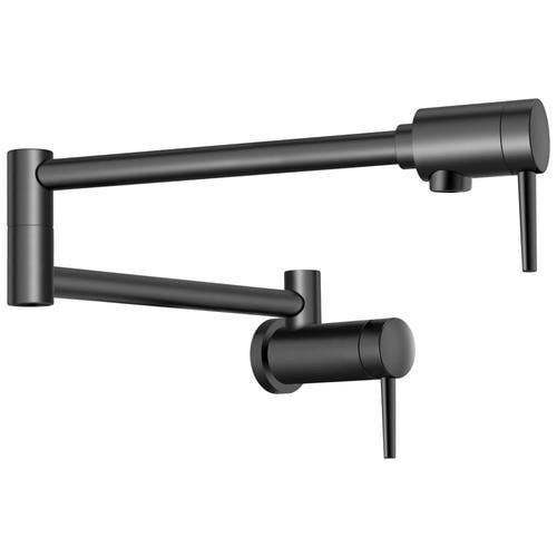 Delta Contemporary Matte Black 2-Handle Wall-Mount Pot Filler Handle Kitchen Faucet