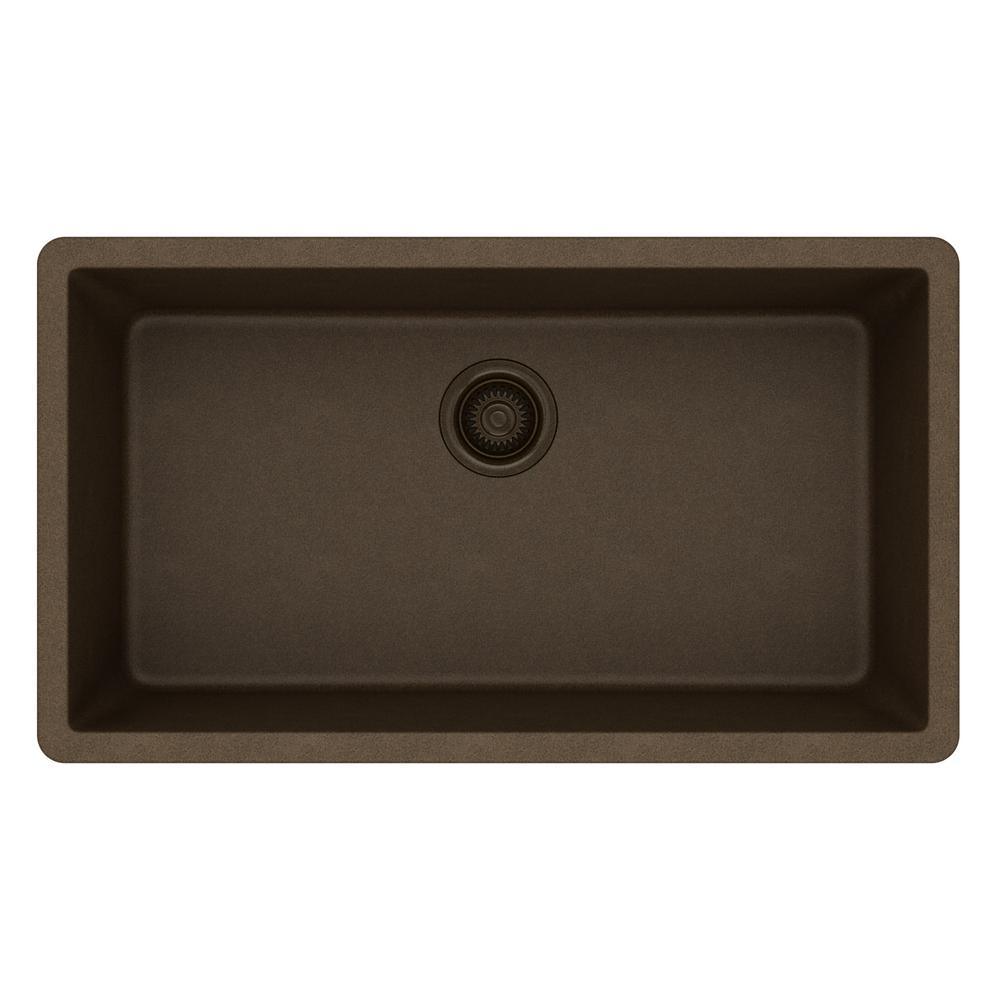 Quartz Classic Undermount Composite 33 in. Single Bowl Kitchen Sink in Black - Super Arbor