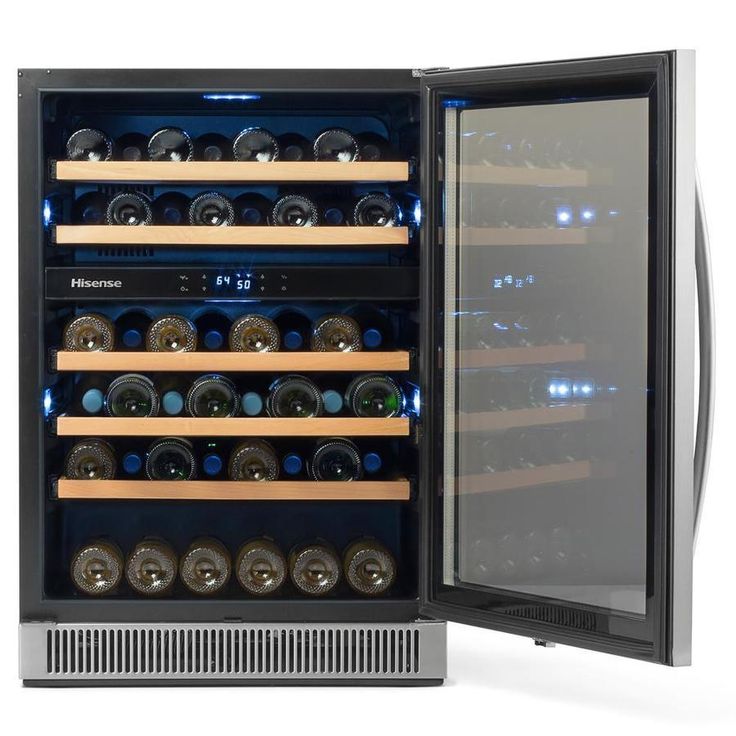 Hisense 46-Bottle Capacity Glass Door with Stainless Steel Frame Dual Zone Cooling Built-In/Freestanding Wine Chiller