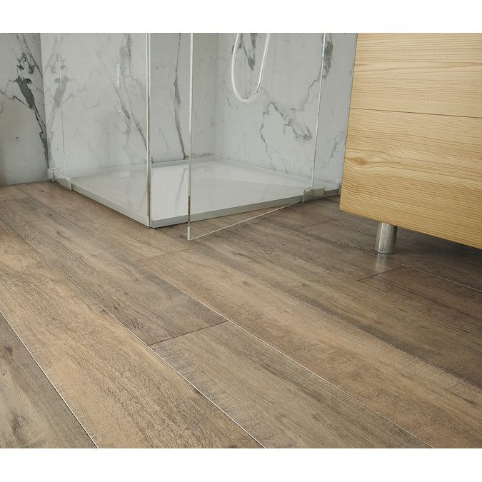 Style Selections Style Selection Urbanite Oak 8-mm T x 8-in W x 50-in L Water Resistant Wood Plank Laminate Flooring (23.92-sq ft / Carton)