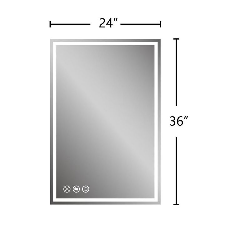 24in x 36in Frameless Led Lighted Bathroom Wall Mounted Mirror