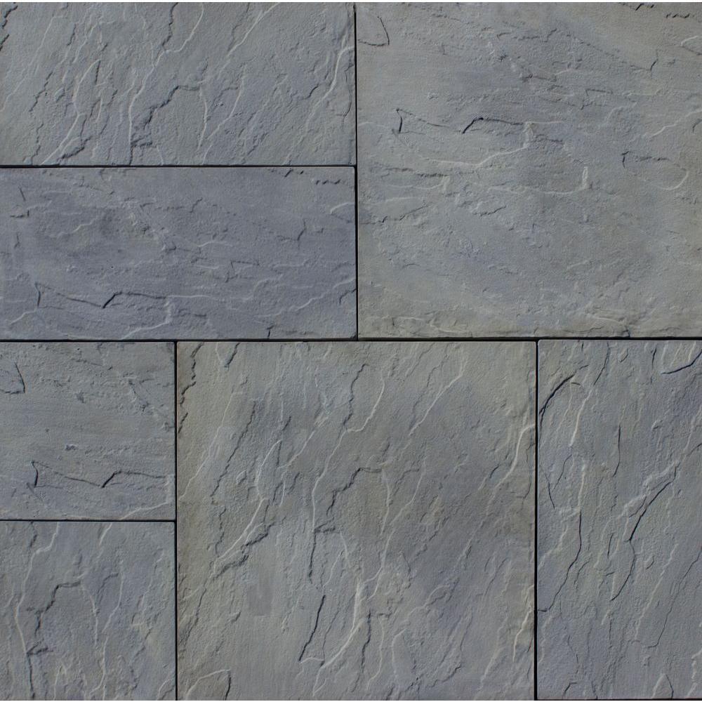Patio-on-a-Pallet 12 in. x 24 in. and 24 in. x 24 in., 48 sq. ft. Concrete Gray Basketweave York-Stone Paver (18-Pieces) - Super Arbor