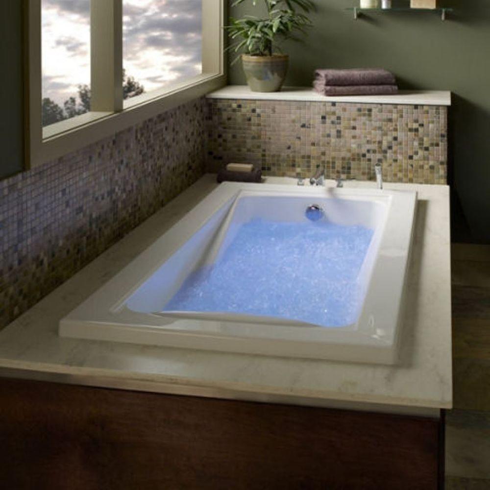 Green Tea 60 in. x 36 in. Reversible Drain EcoSilent EverClean Whirlpool Tub in White - Super Arbor