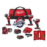 M18 18-Volt Lithium-Ion Cordless Combo Kit (5-Tool) with SHOCKWAVE Driver Bit Set (120-Piece) - Super Arbor