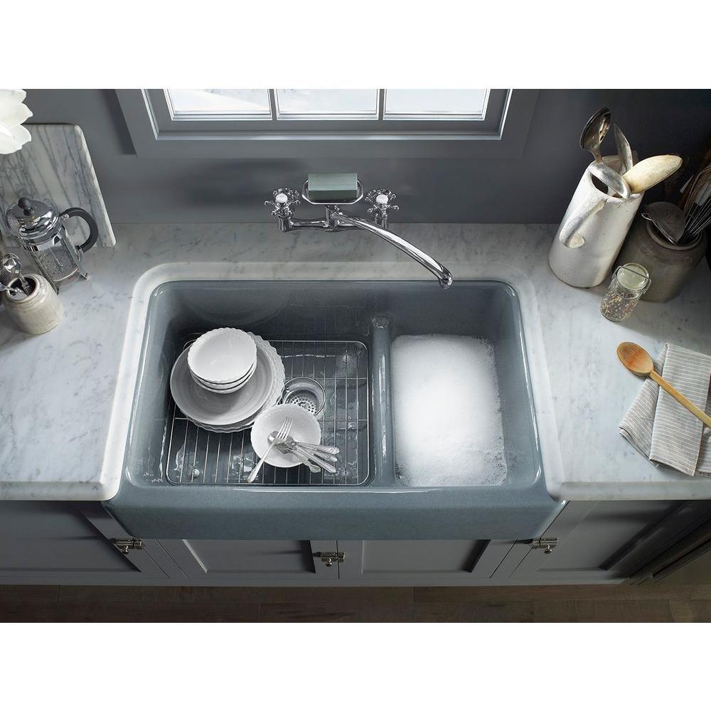 Whitehaven Farmhouse Apron Front Self-Trimming Cast Iron 36 in. Single Bowl Kitchen Sink in White - Super Arbor