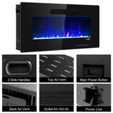 6 in. W Recessed Electric Fireplace In-Wall or Wall Mounted Electric Heater in Black - Super Arbor