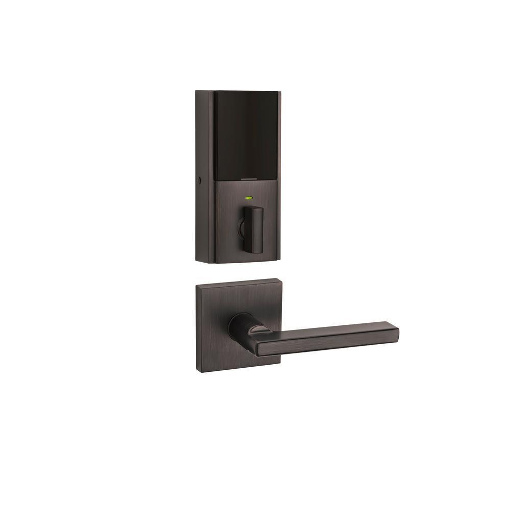 SmartCode 913 Contemporary Venetian Bronze Electronic Deadbolt with San Clemente Handleset and Halifax Interior Lever - Super Arbor