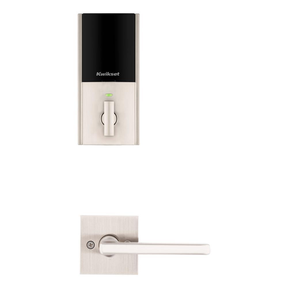 Halo Touch Satin Nickel CNT Fingerprint WiFi Elec Smart Lock Deadbolt Feat SmartKey Security with San Clemente Handleset - Super Arbor