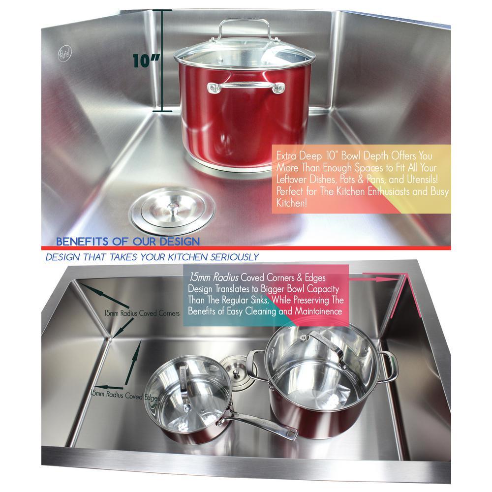Undermount 16-Gauge Stainless Steel 42x20x10 in. Triple Bowl Kitchen Sink Combo with Silicone Gloves and Strainer - Super Arbor