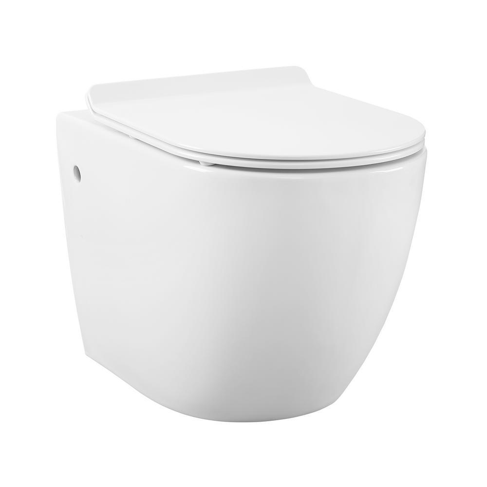 St. Tropez Wall Hung Toilet Bowl 0.8/1.28 GPF Dual Flush Elongated in White - Super Arbor