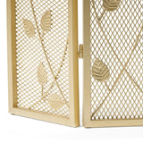 Greenbrier Modern Gold Iron Fire Screen with Leaf Accents - Super Arbor