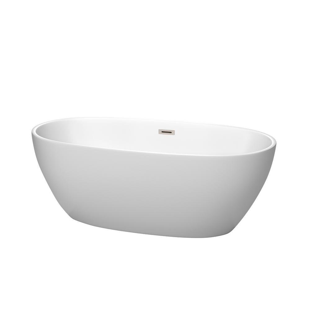 Juno 71 in. Acrylic Flatbottom Bathtub in Matte White with Matte Black Trim - Super Arbor