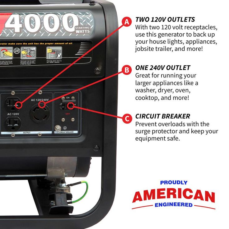 Tomahawk Power 4000-Watt Gas Powered Recoil Start Portable Generator with 7 HP Engine