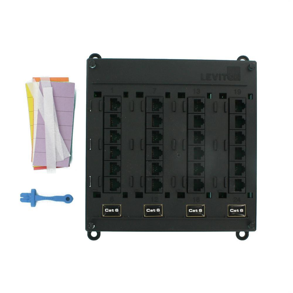 Structured Media Twist and Mount Patch Panel with 24 Cat 6 Ports - Black - Super Arbor
