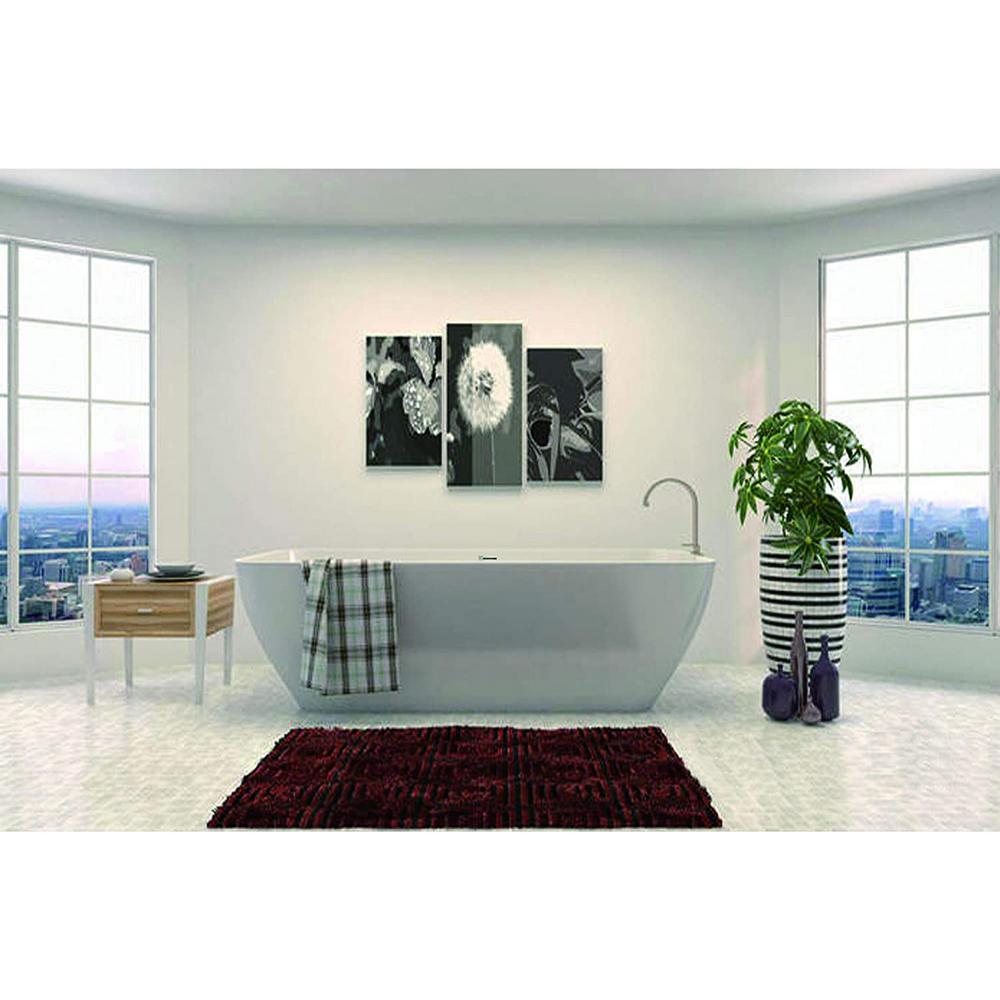 Montpellier 59 in. Acrylic Flatbottom Freestanding Bathtub in White - Super Arbor